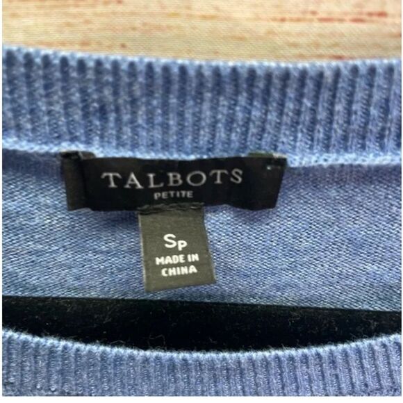 Talbots Lightweight Tossed Dachshund sweater size SP Novelty Knit Admiral Blue - Picture 5 of 7